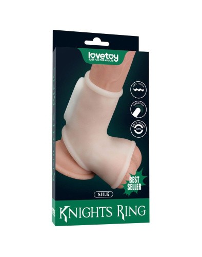 LoveToy Vibrating Silk Knights Ring - гладка стимулююча вібронасадка на член, 12 см (білий)